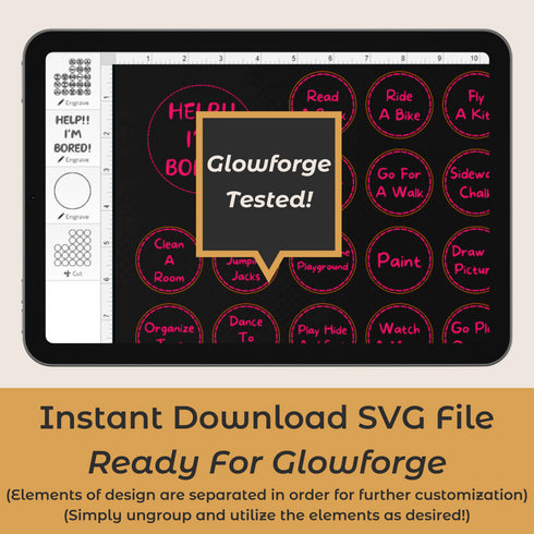 Kids Activitiy Tokens, I'm Bored Jar SVG File-For Laser Engraving