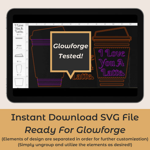 I love You A Latte Valentine Door Hanger SVG File-For Laser Engraving