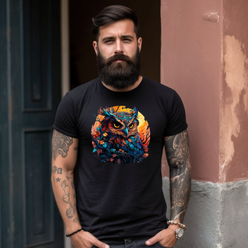 Vibrant Owl Crewneck T-Shirt-Unisex