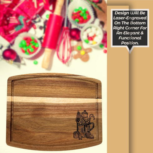 Snowman Hot Cocoa Cutting Board with Beveled Edge-Laser Engraved