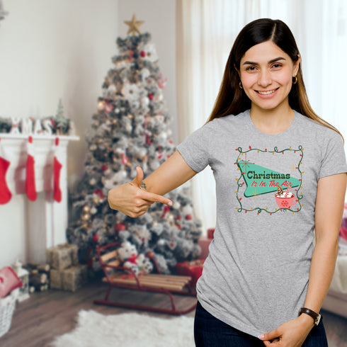 Christmas is in the Air Retro Christmas Crewneck T-Shirt-Unisex
