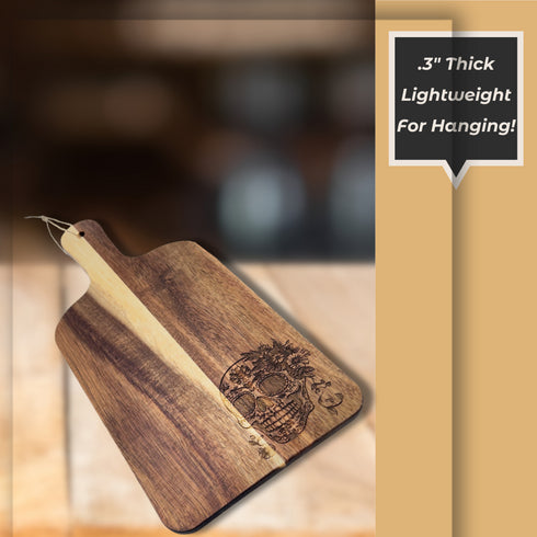 Dia De Los Muertos Skull Hanging Paddle Cutting Board-Laser Engraved