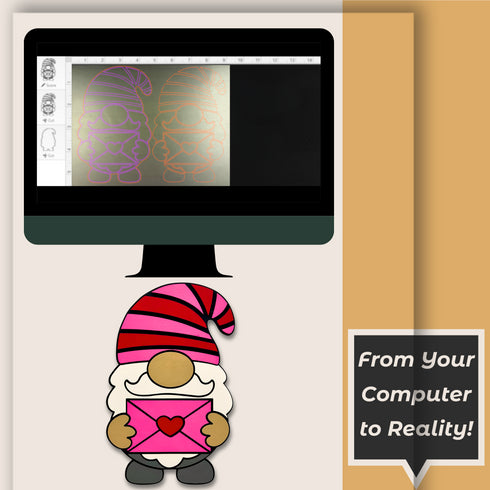 Valentine Gnome Door Hanger SVG File-For Laser Engraving