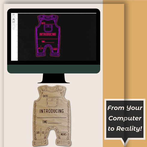 Personalized Birth Announcement Baby Bodysuit Sign SVG File-For Laser Engraving