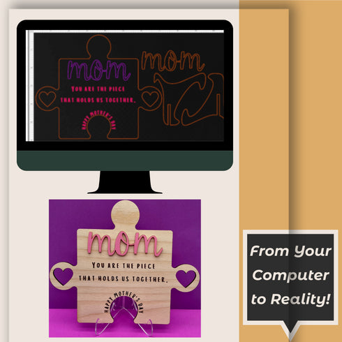 Personalized Mother's Day Puzzle Piece SVG File-For Laser Engraving