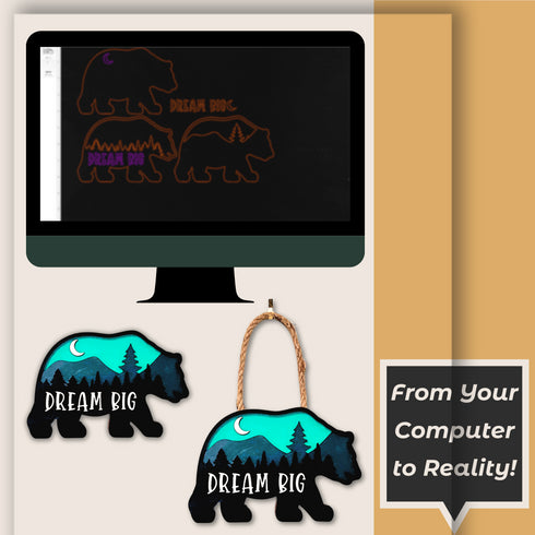 Dream Big Bear Nursery Wall Décor SVG File-For Laser Engraving