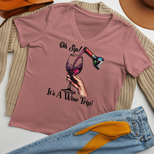 Oh Sip, It's A Wine Trip-Most Likely To Remind You Wine Requires No Rx V-Neck Tee