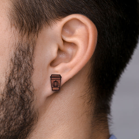 Fall Pumpkin Spice Wooden Stud Earrings-Laser Engraved