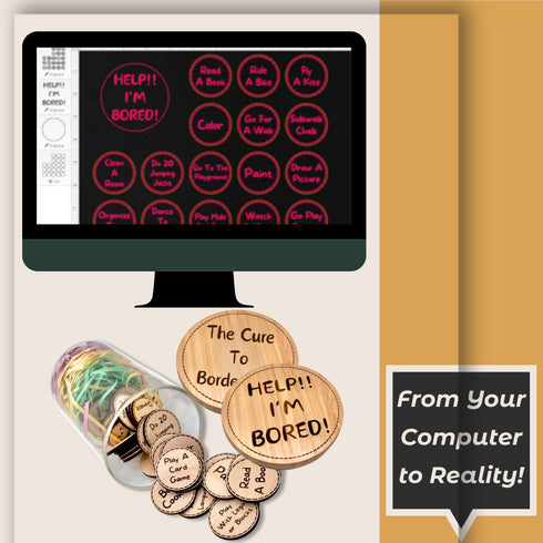 Kids Activitiy Tokens, I'm Bored Jar SVG File-For Laser Engraving