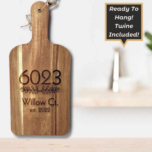 Personalized Home Address Paddle Cutting Board-Laser Engraved
