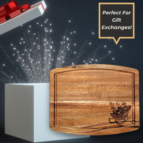 Vintage Santa Sleigh Cutting Board with Beveled Edge-Laser Engraved