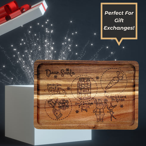 Santa's Cookies & Milk Wood Serving Tray-Laser Engraved