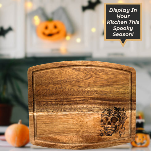 Dia De Los Muertos Skull Hanging Cutting Board with Beveled Edge-Laser Engraved