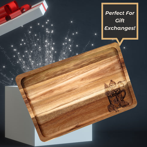 Snowman Hot Cocoa Cutting Wood Serving Tray-Laser Engraved
