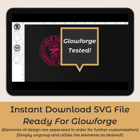Clean Dirty Dishwasher Magnet Vintage Soap Graphic SVG File-For Laser Engraving
