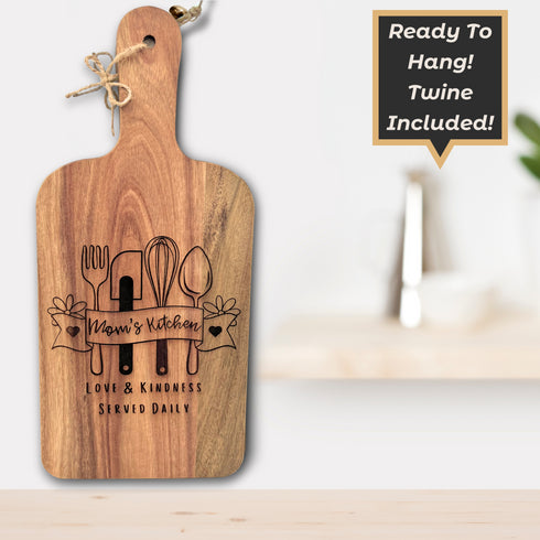 Mom's Kitchen Decorative Paddle Cutting Board-Laser Engraved