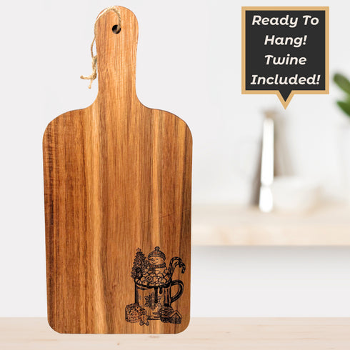 Snowman Hot Cocoa Paddle Cutting Board-Laser Engraved