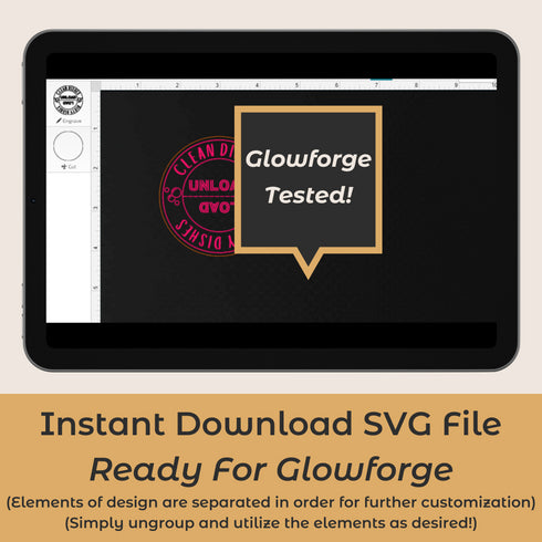 Clean Dirty Dishwasher Magnet SVG File-For Laser Engraving