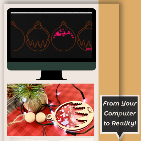 Layered Round Christmas Ornament SVG File-For Laer Engraving