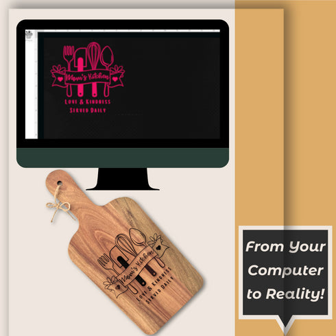 Mom's Kitchen Decorative Paddle Cutting Board SVG File-For Laser Engraving