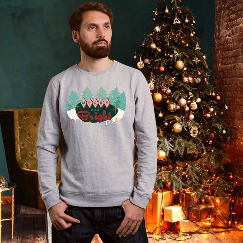 Merry and Bright Retro Christmas Crewneck Sweatshirt-Unisex
