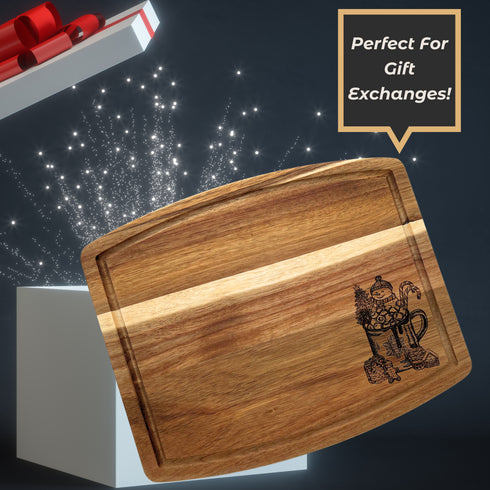 Snowman Hot Cocoa Cutting Board with Beveled Edge-Laser Engraved