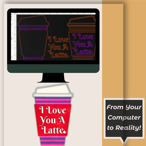 I love You A Latte Valentine Door Hanger SVG File-For Laser Engraving