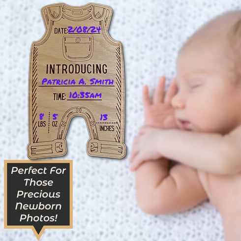 DIY Personalized Birth Announcement Baby Bodysuit Sign-Laser Engraved
