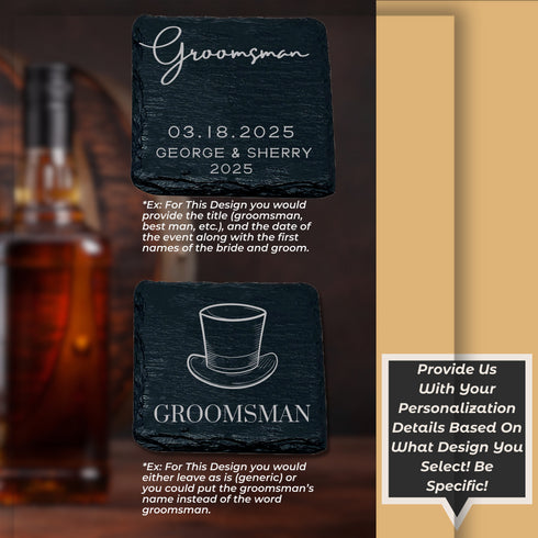 Personalized Slate Coasters Groomsman Gift-Laser Engraved