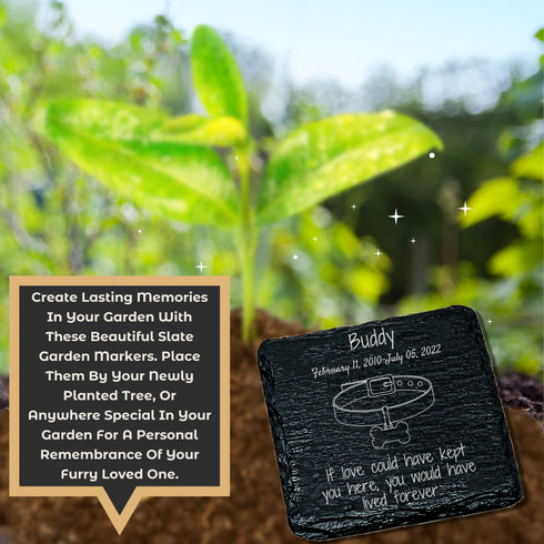Personalized Pet Remembrance Slate Garden Grave Marker-Laser Engraved