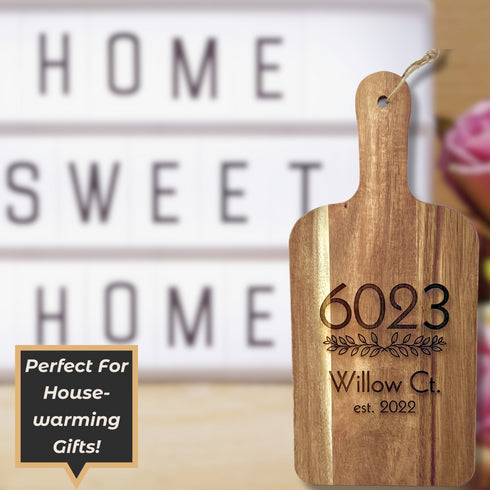 Personalized Home Address Paddle Cutting Board-Laser Engraved