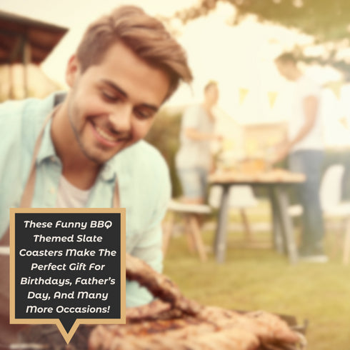 BBQ & Hunting Themed Slate Coaster Set of 4-Laser Engraved