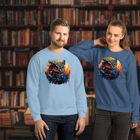 Vibrant Owl Crewneck Sweatshirt-Unisex