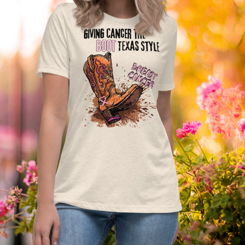 Breast Cancer T-Shirt-Giving Cancer the Boot Texas Style