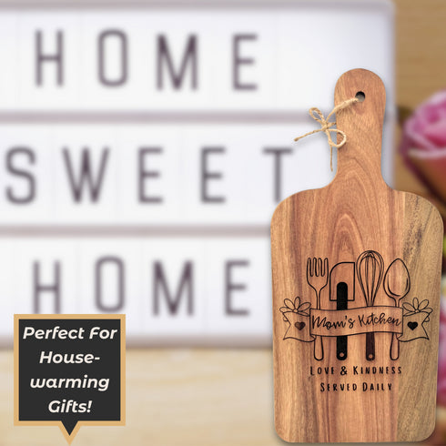 Mom's Kitchen Decorative Paddle Cutting Board-Laser Engraved