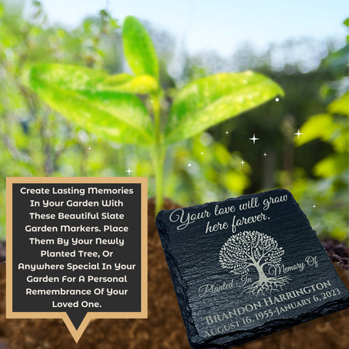 Personalized Remembrance Slate Garden Grave Marker-Laser Engraved