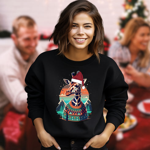Funny Giraffe Christmas Sweatshirt-Unisex