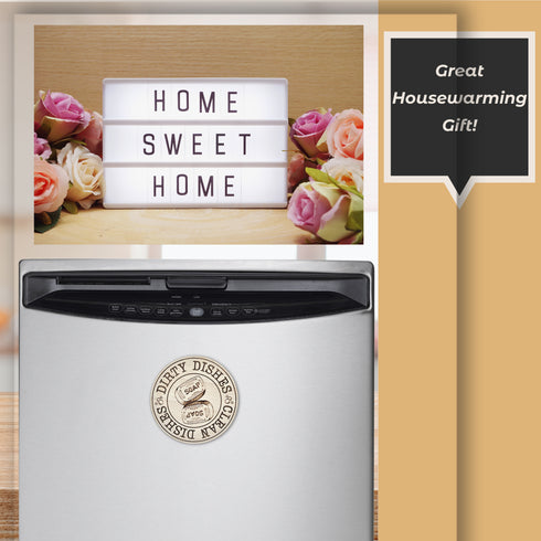 Clean Dirty Dishwasher Wooden Magnet With Vintage Soap Graphic-Laser Engraved