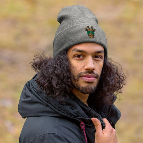 Giraffe Embroidered Cuffed Beanie-Unisex