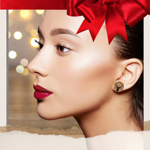 Christmas Wood Stud Earrings-Laser Engraved