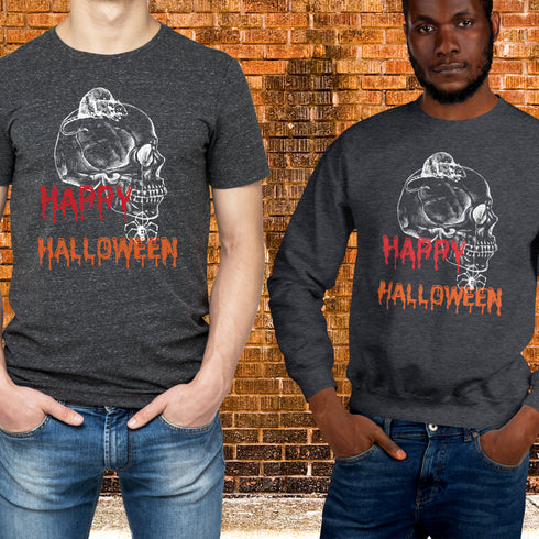 Happy Halloween Rat and Skull Crewneck T-Shirt/Sweatshirt-Unisex