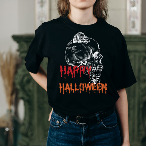 Happy Halloween Rat and Skull Crewneck T-Shirt/Sweatshirt-Unisex