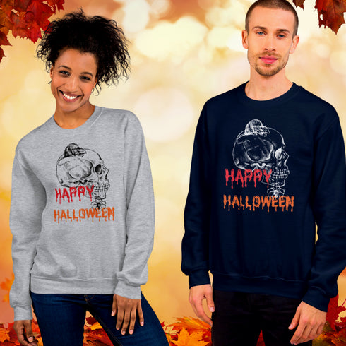 Happy Halloween Rat and Skull Crewneck T-Shirt/Sweatshirt-Unisex