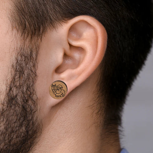Christmas Wood Stud Earrings-Laser Engraved