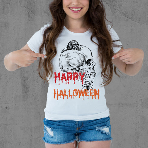 Happy Halloween Rat and Skull Crewneck T-Shirt/Sweatshirt-Unisex