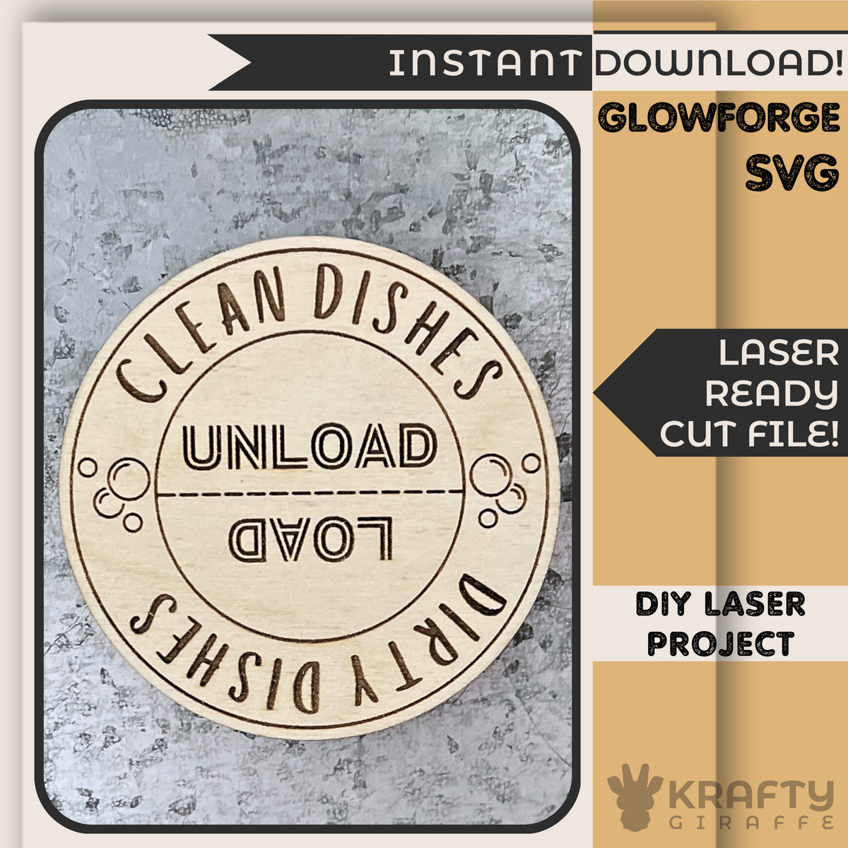Clean Dirty Dishwasher Magnet SVG - Instant Download