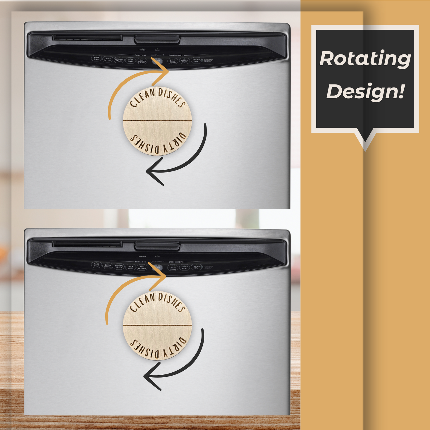Clean/Dirty Dishwasher Magnet SVG File – Ideal for Laser Engraving