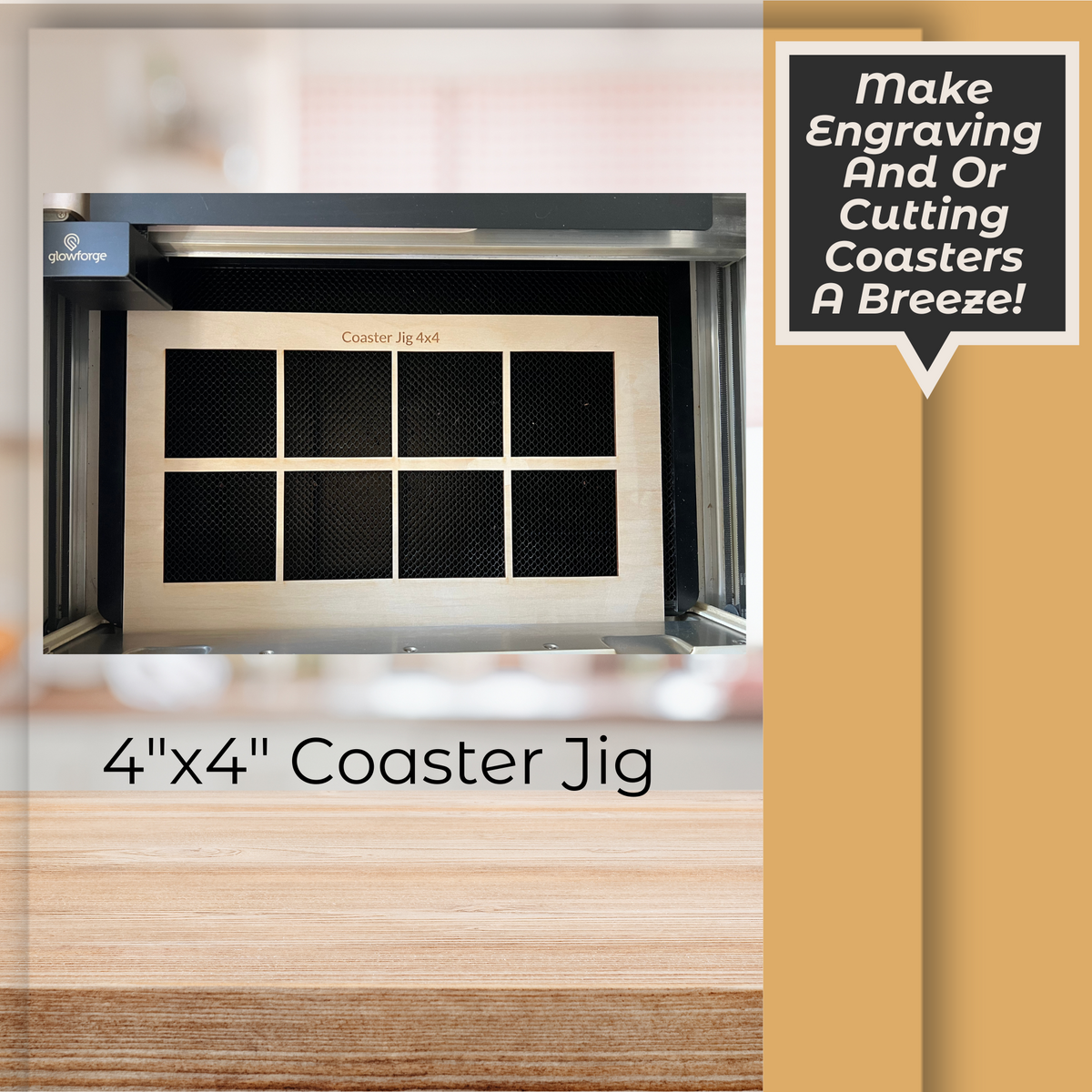 Coaster Jigs Vector 4x4 Coaster Jig SVG Template: Ideal for Precision Laser Engraving